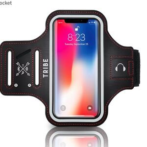Tribe Water Resistant Cell Phone Armband Case Running Holder in Black/Red